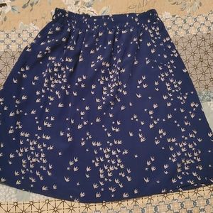 Blue bird print skirt
